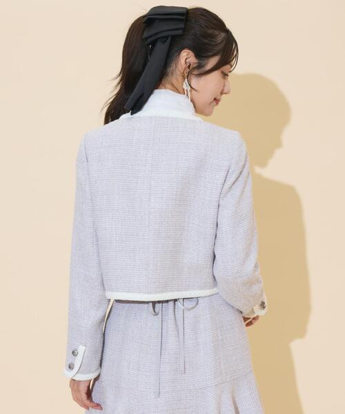 WILLSELECTION(ウィルセレクション)の「ブレードデザインノーカラーツイードジャケット(ノーカラージャケット・レディース・ラベンダー/ボルドー/チャコールグレー・FREE)」の19枚目の写真