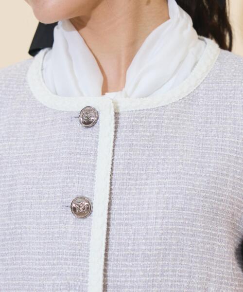 WILLSELECTION(ウィルセレクション)の「ブレードデザインノーカラーツイードジャケット(ノーカラージャケット・レディース・ラベンダー/ボルドー/チャコールグレー・FREE)」の20枚目の写真