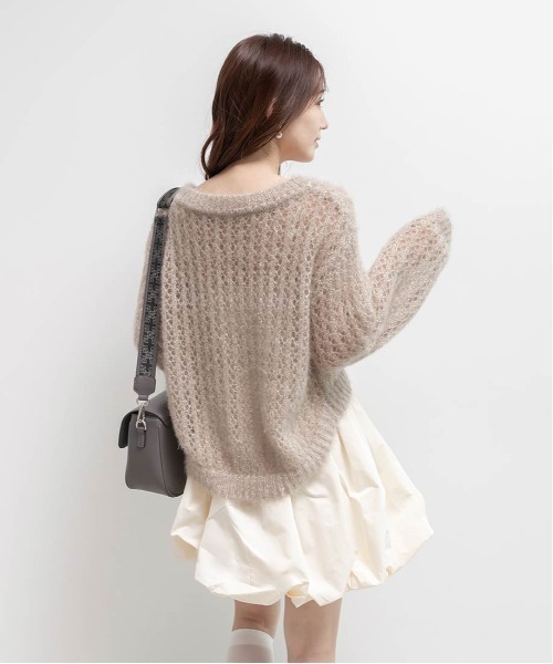 RANDA（ランダ）の「シースルーローゲージニット（ニット/セーター・レディース・グレー/アイボリー/ピンク/ベージュ・FREE）」の6枚目の写真