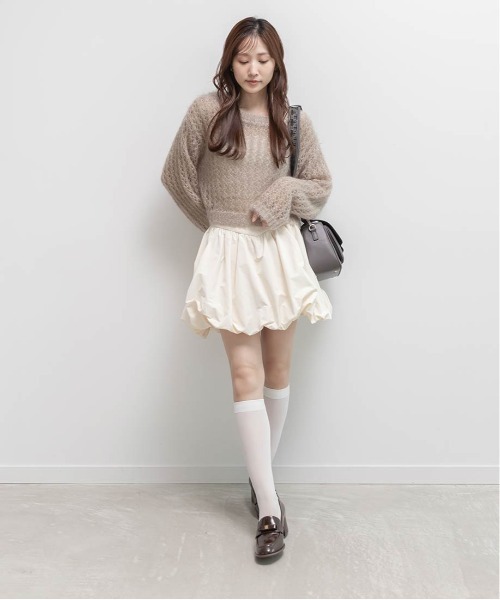 RANDA（ランダ）の「シースルーローゲージニット（ニット/セーター・レディース・グレー/アイボリー/ピンク/ベージュ・FREE）」の5枚目の写真