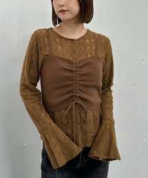 archives（アルシーヴ）の「ニットビスチェｘ起毛レースブラウスＳＥＴ（Tシャツ/カットソー）」