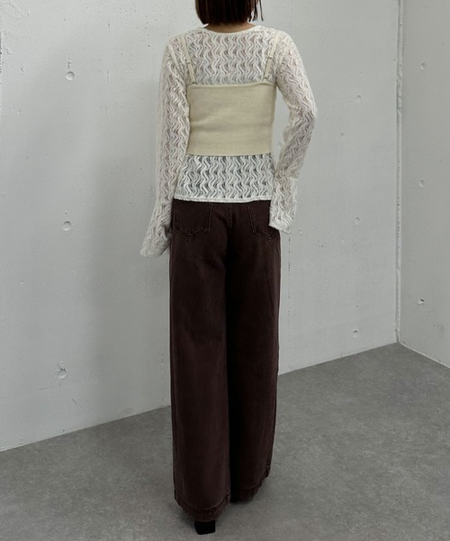 archives（アルシーヴ）の「ニットビスチェｘ起毛レースブラウスＳＥＴ（Tシャツ/カットソー・レディース・モカ/ブラック/アイボリー・MEDIUM）」の12枚目の写真