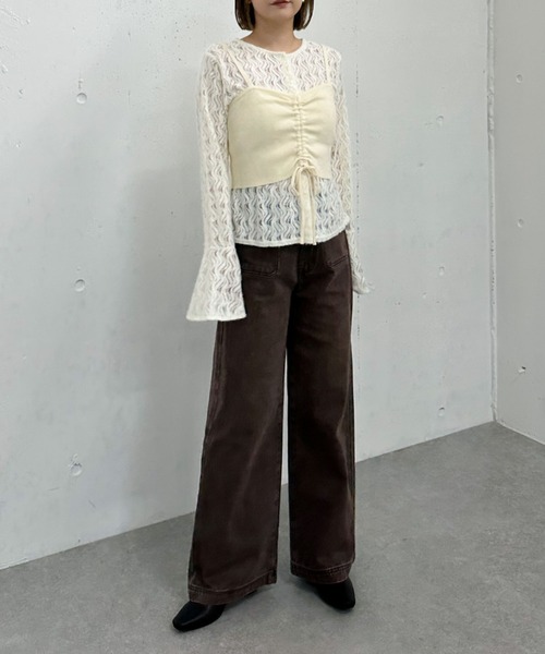 archives（アルシーヴ）の「ニットビスチェｘ起毛レースブラウスＳＥＴ（Tシャツ/カットソー・レディース・モカ/ブラック/アイボリー・MEDIUM）」の8枚目の写真