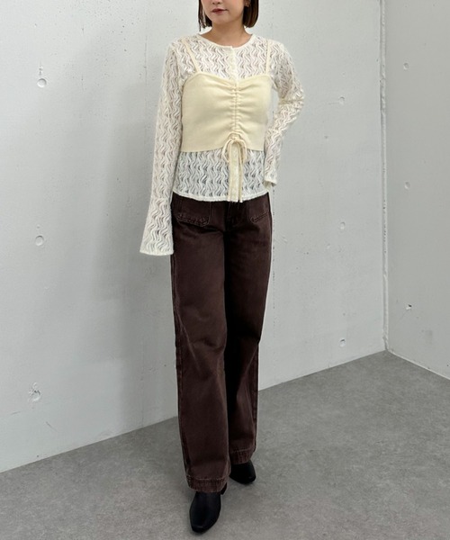 archives（アルシーヴ）の「ニットビスチェｘ起毛レースブラウスＳＥＴ（Tシャツ/カットソー・レディース・モカ/ブラック/アイボリー・MEDIUM）」の10枚目の写真
