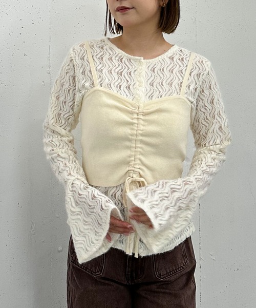 archives（アルシーヴ）の「ニットビスチェｘ起毛レースブラウスＳＥＴ（Tシャツ/カットソー・レディース・モカ/ブラック/アイボリー・MEDIUM）」の5枚目の写真