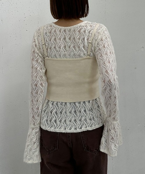 archives（アルシーヴ）の「ニットビスチェｘ起毛レースブラウスＳＥＴ（Tシャツ/カットソー・レディース・モカ/ブラック/アイボリー・MEDIUM）」の7枚目の写真