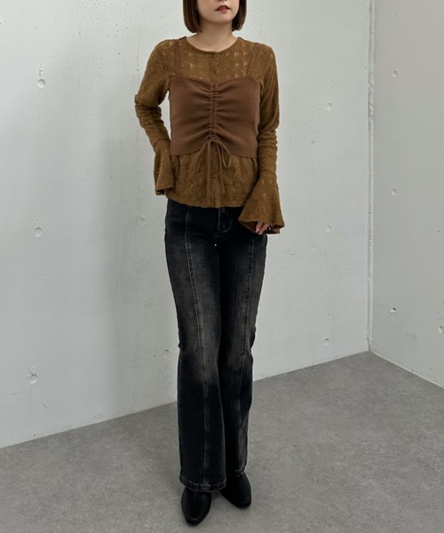 archives（アルシーヴ）の「ニットビスチェｘ起毛レースブラウスＳＥＴ（Tシャツ/カットソー・レディース・モカ/ブラック/アイボリー・MEDIUM）」の17枚目の写真