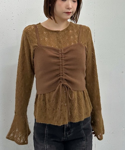 archives（アルシーヴ）の「ニットビスチェｘ起毛レースブラウスＳＥＴ（Tシャツ/カットソー・レディース・モカ/ブラック/アイボリー・MEDIUM）」の13枚目の写真