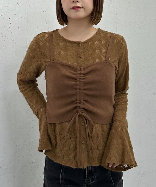 archives（アルシーヴ）の「ニットビスチェｘ起毛レースブラウスＳＥＴ（Tシャツ/カットソー・レディース・モカ/ブラック/アイボリー・MEDIUM）」の14枚目の写真