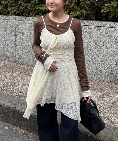 FREE'S MART（フリーズマート）の「◆イレヘムチュニックキャミワンピースⅡ（ワンピース・レディース・ホワイト/ブラック/ブラック系その他/ブラウン系その他・FREE）」の2枚目の写真