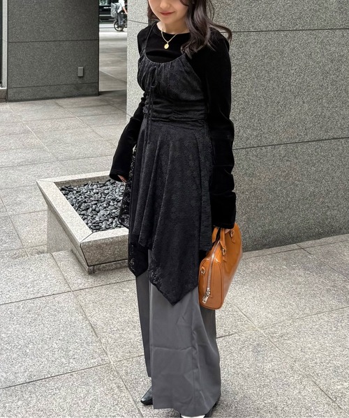 FREE'S MART（フリーズマート）の「◆イレヘムチュニックキャミワンピースⅡ（ワンピース・レディース・ホワイト/ブラック/ブラック系その他/ブラウン系その他・FREE）」の3枚目の写真