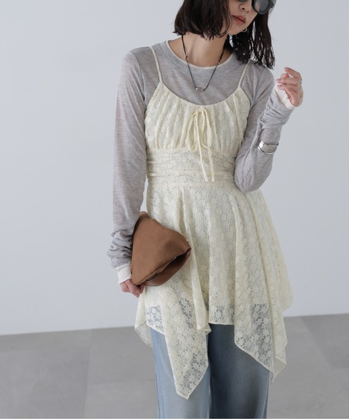 FREE'S MART（フリーズマート）の「◆イレヘムチュニックキャミワンピースⅡ（ワンピース・レディース・ホワイト/ブラック/ブラック系その他/ブラウン系その他・FREE）」の7枚目の写真