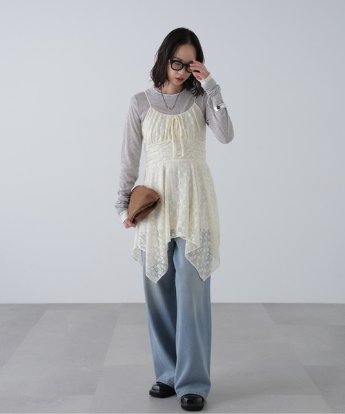 FREE'S MART（フリーズマート）の「◆イレヘムチュニックキャミワンピースⅡ（ワンピース・レディース・ホワイト/ブラック/ブラック系その他/ブラウン系その他・FREE）」の8枚目の写真