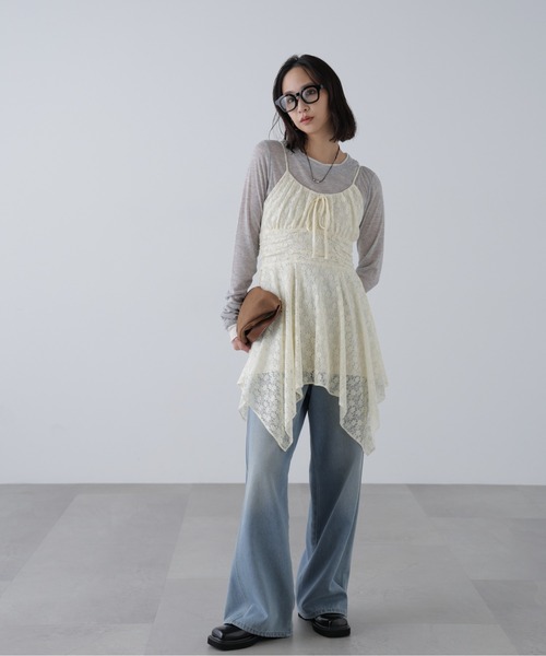 FREE'S MART（フリーズマート）の「◆イレヘムチュニックキャミワンピースⅡ（ワンピース・レディース・ホワイト/ブラック/ブラック系その他/ブラウン系その他・FREE）」の9枚目の写真