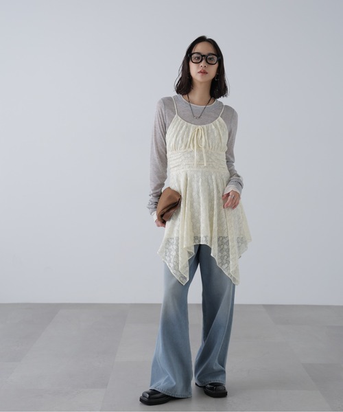 FREE'S MART（フリーズマート）の「◆イレヘムチュニックキャミワンピースⅡ（ワンピース・レディース・ホワイト/ブラック/ブラック系その他/ブラウン系その他・FREE）」の10枚目の写真