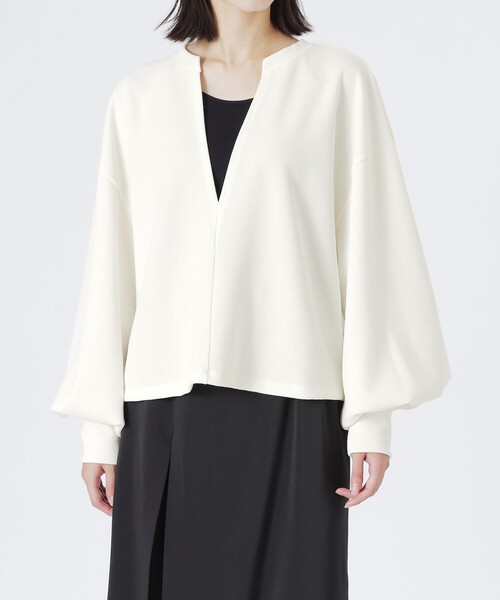 LOVELESS（ラブレス）の「ディープVネックプルオーバー（Tシャツ/カットソー・レディース・ライトイエロー/オフホワイト/グレー系その他・36）」の7枚目の写真