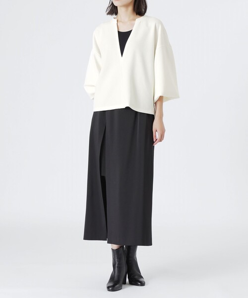 LOVELESS（ラブレス）の「ディープVネックプルオーバー（Tシャツ/カットソー・レディース・ライトイエロー/オフホワイト/グレー系その他・36）」の11枚目の写真