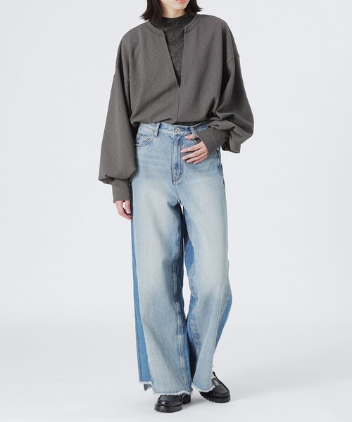 LOVELESS（ラブレス）の「ディープVネックプルオーバー（Tシャツ/カットソー・レディース・ライトイエロー/オフホワイト/グレー系その他・36）」の12枚目の写真