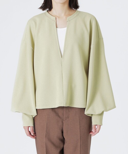 LOVELESS（ラブレス）の「ディープVネックプルオーバー（Tシャツ/カットソー・レディース・ライトイエロー/オフホワイト/グレー系その他・36）」の14枚目の写真