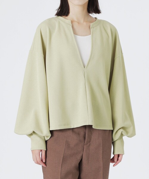 LOVELESS（ラブレス）の「ディープVネックプルオーバー（Tシャツ/カットソー・レディース・ライトイエロー/オフホワイト/グレー系その他・36）」の3枚目の写真