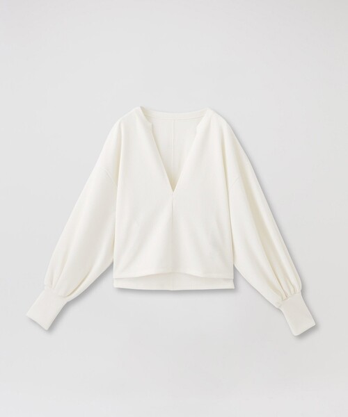 LOVELESS（ラブレス）の「ディープVネックプルオーバー（Tシャツ/カットソー・レディース・ライトイエロー/オフホワイト/グレー系その他・36）」の4枚目の写真
