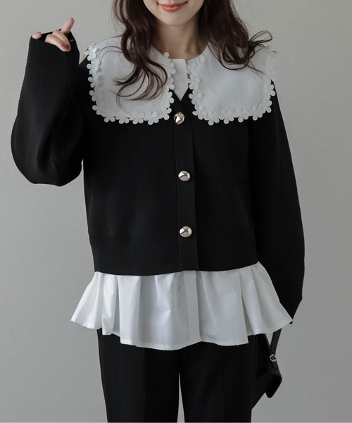 La-gemme(ラジェム)の「メッキボタンニットカーディガン(カーディガン/ボレロ・レディース・ブラック/チョコ/ベージュ/ホワイト/レッド・フリー)」の12枚目の写真