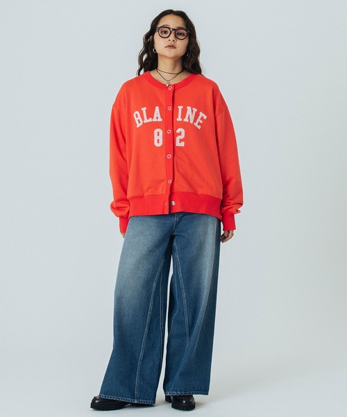 ROSE BUD（ローズバッド）の「COLLEGE LOGO SWEAT CARDIGAN（カーディガン/ボレロ・レディース・チャコールグレー/ライトグレー/オレンジ・ONE SIZE）」の17枚目の写真