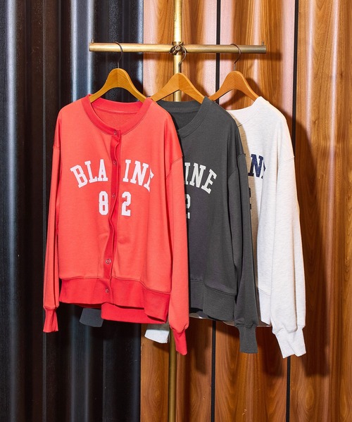 ROSE BUD（ローズバッド）の「COLLEGE LOGO SWEAT CARDIGAN（カーディガン/ボレロ・レディース・チャコールグレー/ライトグレー/オレンジ・ONE SIZE）」の22枚目の写真