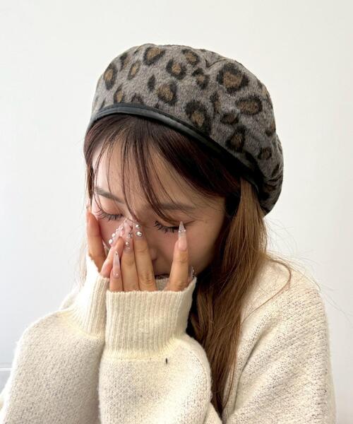 WEGO（ウィゴー）の「WEGO/レオパードベレー（ハンチング/ベレー帽・レディース・ベージュ/グレー・FREE）」の2枚目の写真