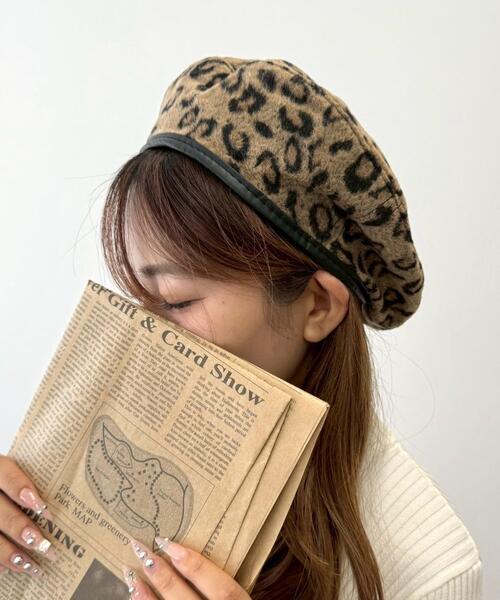 WEGO（ウィゴー）の「WEGO/レオパードベレー（ハンチング/ベレー帽・レディース・ベージュ/グレー・FREE）」の4枚目の写真