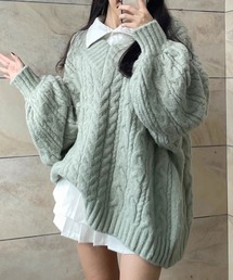 ゆるふわケーブルニット