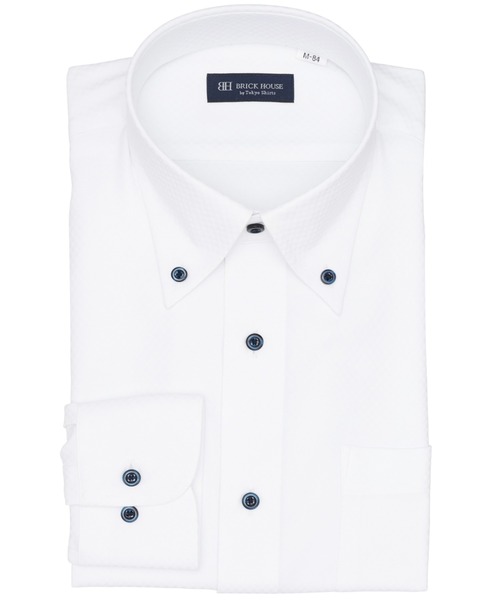TOKYO SHIRTS(トウキョウシャツ)の「【吸水速乾】【COFREX】形態安定ノンアイロン ボタンダウン 長袖ビジネスワイシャツ(ビジネスシャツ・メンズ・ホワイト・首回り39cm-裄丈80cm/首回り39cm-裄丈84cm/首回り41cm-裄丈82cm/首回り41cm-裄丈86cm/首回り42cm-裄丈82cm/首回り42cm-裄丈86cm/首回り43cm-裄丈82cm/首回り43cm-裄丈86cm/首回り37cm-裄丈80cm)」の1枚目の写真
