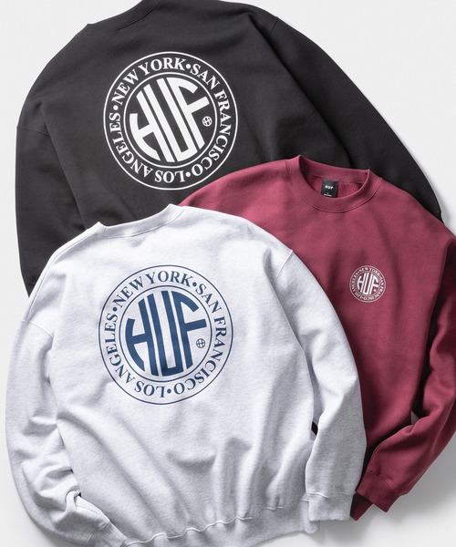 HUF（ハフ）の「REGIONAL CREWNECK（スウェット・メンズ・ブラック/チェリーレッド/アッシュグレー・L/M/S/XS/XXL/XL）」の4枚目の写真