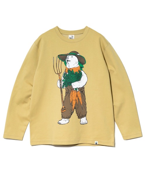 go slow caravan（ゴースローキャラバン）の「PIECLEX モックロディ ファーマークマ ロングスリーブ（Tシャツ/カットソー・メンズ・ナチュラル/ネイビー/マスタード・LARGE/MEDIUM/X-LARGE）」の11枚目の写真