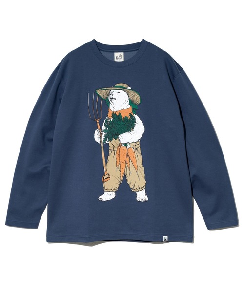 go slow caravan（ゴースローキャラバン）の「PIECLEX モックロディ ファーマークマ ロングスリーブ（Tシャツ/カットソー・メンズ・ナチュラル/ネイビー/マスタード・LARGE/MEDIUM/X-LARGE）」の16枚目の写真