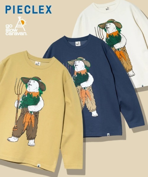 go slow caravan（ゴースローキャラバン）の「PIECLEX モックロディ ファーマークマ ロングスリーブ（Tシャツ/カットソー・メンズ・ナチュラル/ネイビー/マスタード・LARGE/MEDIUM/X-LARGE）」の19枚目の写真