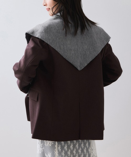 VIS（ビス）の「トライアングルニットスカーフ（バンダナ/スカーフ・レディース・ベージュ/グレー・FREE）」の8枚目の写真