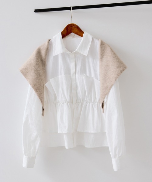 VIS（ビス）の「トライアングルニットスカーフ（バンダナ/スカーフ・レディース・ベージュ/グレー・FREE）」の18枚目の写真