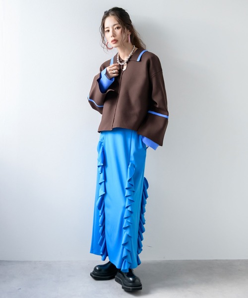 bohmal(ボマール)の「ダンボールヘンリーネックプルオーバーニット(ニット/セーター・レディース・ブラウン/ネイビー/グレー・FREE)」の13枚目の写真