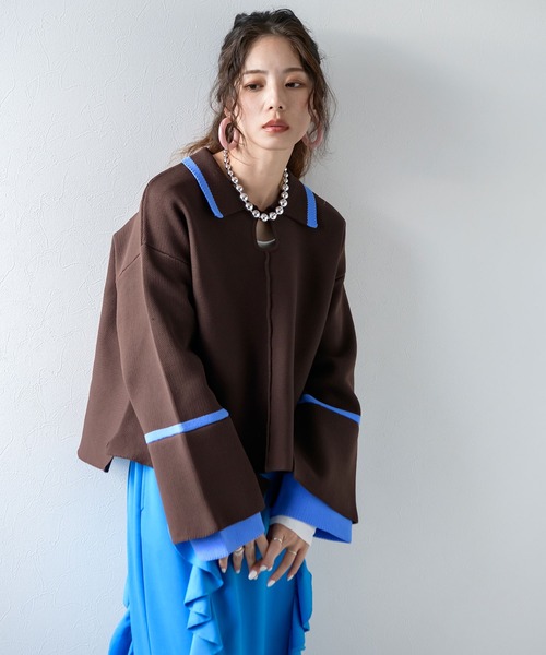 bohmal(ボマール)の「ダンボールヘンリーネックプルオーバーニット(ニット/セーター・レディース・ブラウン/ネイビー/グレー・FREE)」の14枚目の写真