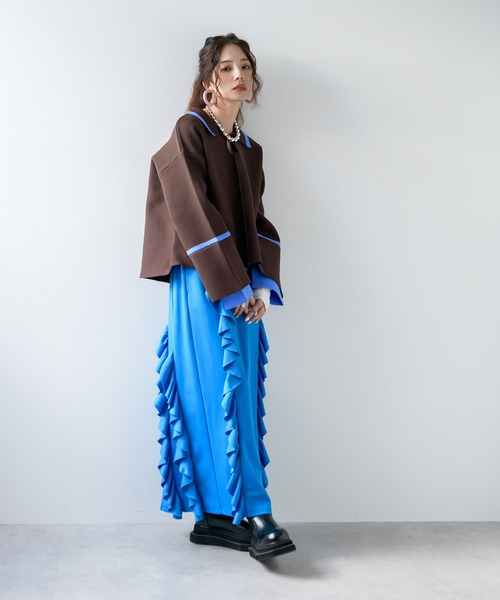 bohmal(ボマール)の「ダンボールヘンリーネックプルオーバーニット(ニット/セーター・レディース・ブラウン/ネイビー/グレー・FREE)」の16枚目の写真
