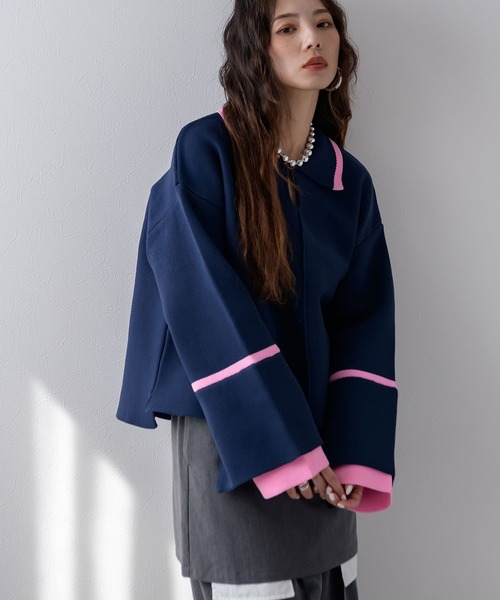 bohmal(ボマール)の「ダンボールヘンリーネックプルオーバーニット(ニット/セーター・レディース・ブラウン/ネイビー/グレー・FREE)」の6枚目の写真