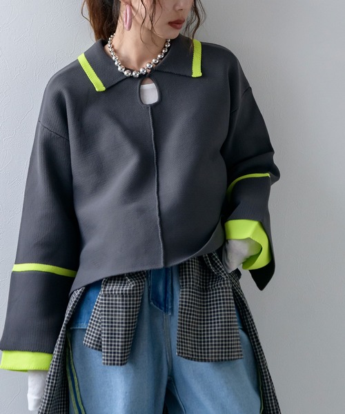 bohmal(ボマール)の「ダンボールヘンリーネックプルオーバーニット(ニット/セーター・レディース・ブラウン/ネイビー/グレー・FREE)」の9枚目の写真