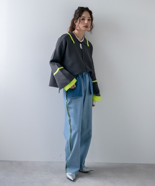 bohmal(ボマール)の「ダンボールヘンリーネックプルオーバーニット(ニット/セーター・レディース・ブラウン/ネイビー/グレー・FREE)」の10枚目の写真