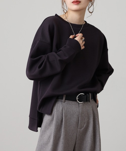 OMNES（オムネス）の「ソフトダンボールニットプルオーバー（ニット/セーター・レディース・グレー/チャコール/モカ/アイボリー・M）」の3枚目の写真