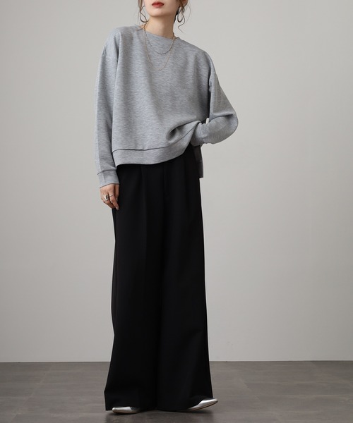 OMNES（オムネス）の「ソフトダンボールニットプルオーバー（ニット/セーター・レディース・グレー/チャコール/モカ/アイボリー・M）」の8枚目の写真