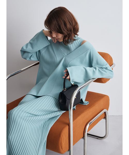 Mila Owen（ミラオーウェン）の「両得レイヤードニットワンピ（ワンピース・レディース・アイボリー/ブラック/ライトブルー・0/1）」の8枚目の写真