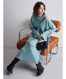 両得レイヤードニットワンピ