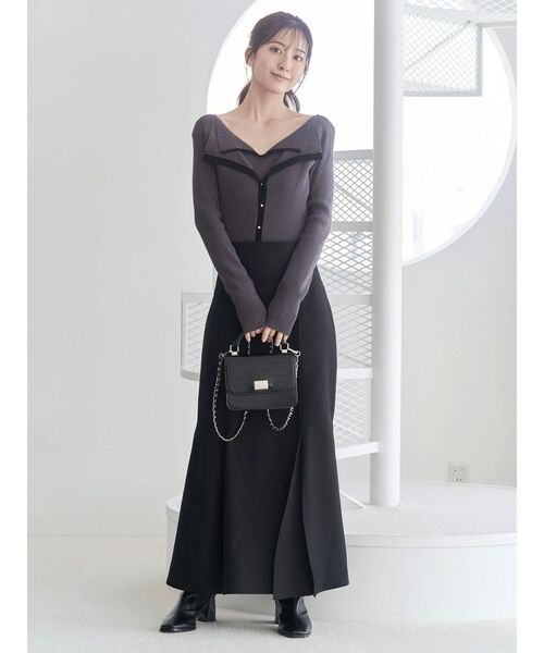 MERCURYDUO（マーキュリーデュオ）の「ダブルカラーフェイクレイヤードリブニット（ニット/セーター・レディース・ライトブルー/ダークブラウン/グレー・FREE）」の11枚目の写真