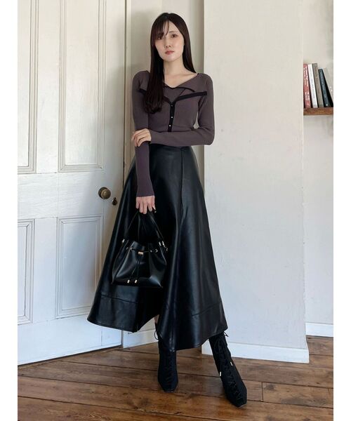 MERCURYDUO（マーキュリーデュオ）の「ダブルカラーフェイクレイヤードリブニット（ニット/セーター・レディース・ライトブルー/ダークブラウン/グレー・FREE）」の14枚目の写真